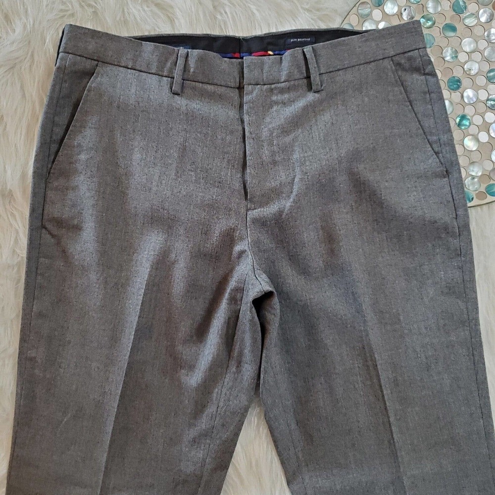 J Crew Mens Slim Bedford Wool Dress Pants Size 36 x 30 Gray Straight Leg - Picture 3 of 8